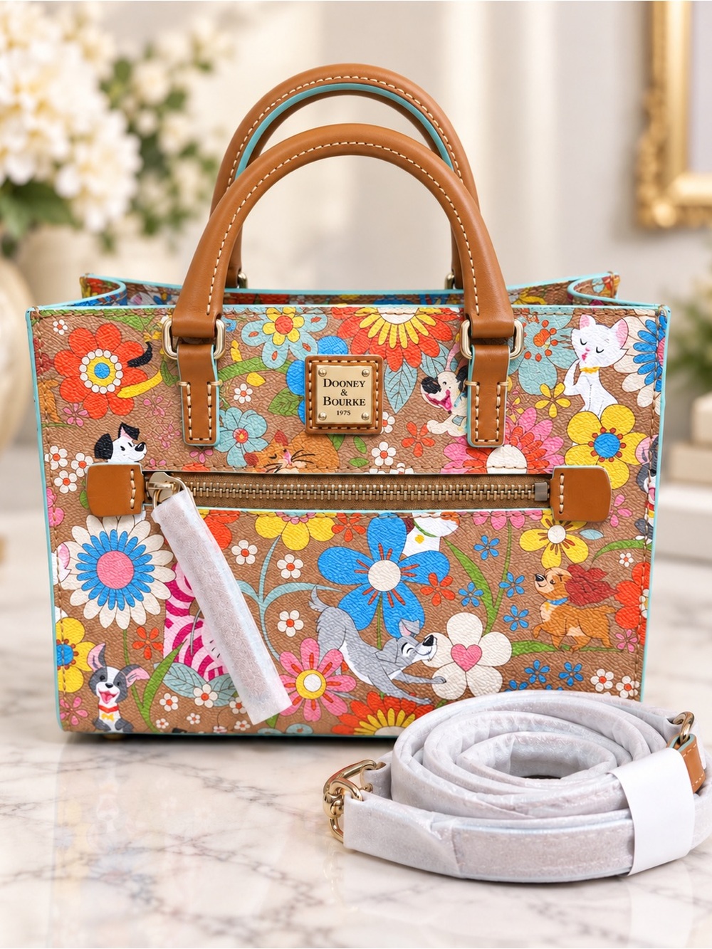 Disney Dooney & Bourke Disney Pets Floral Small Crossbody Bag NWT